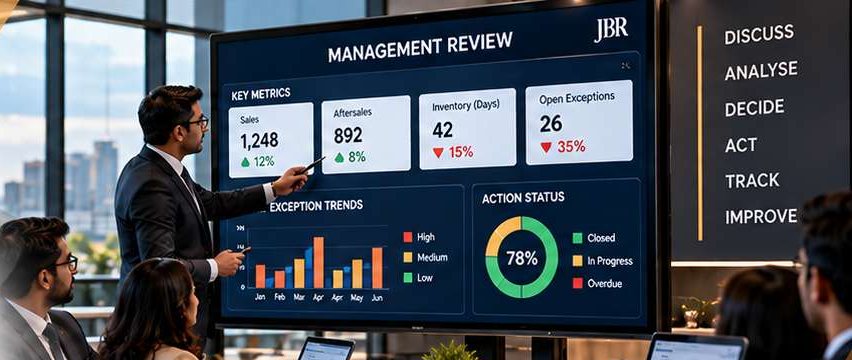 Management review of exception trends and action status